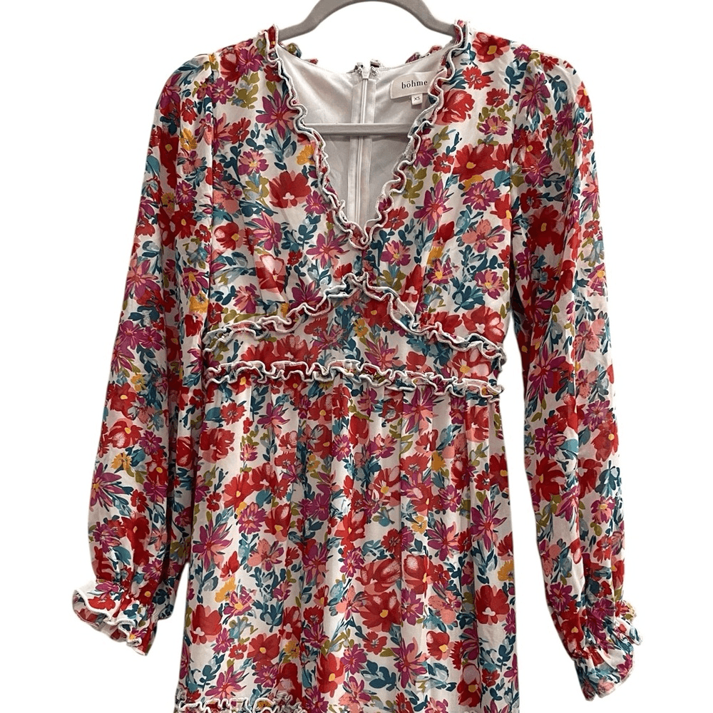 BOHME Floral Long Sleeve Maxi Dress Size XS | eBay
