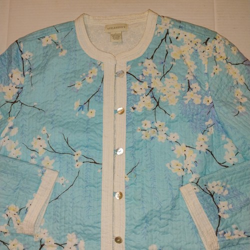 Appleseed's Spring Blossom Blue Floral Jacket Women's L - Picture 2 of 17