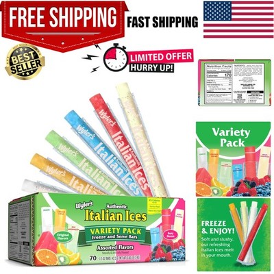 Wylers Family-Friendly Italian Ices: 70 Count Variety Pack of Fruity Frozen Bars