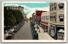 Postcard W. VA Beckley West Virginia Main Street Old Cars Drug Jewelry Stores
