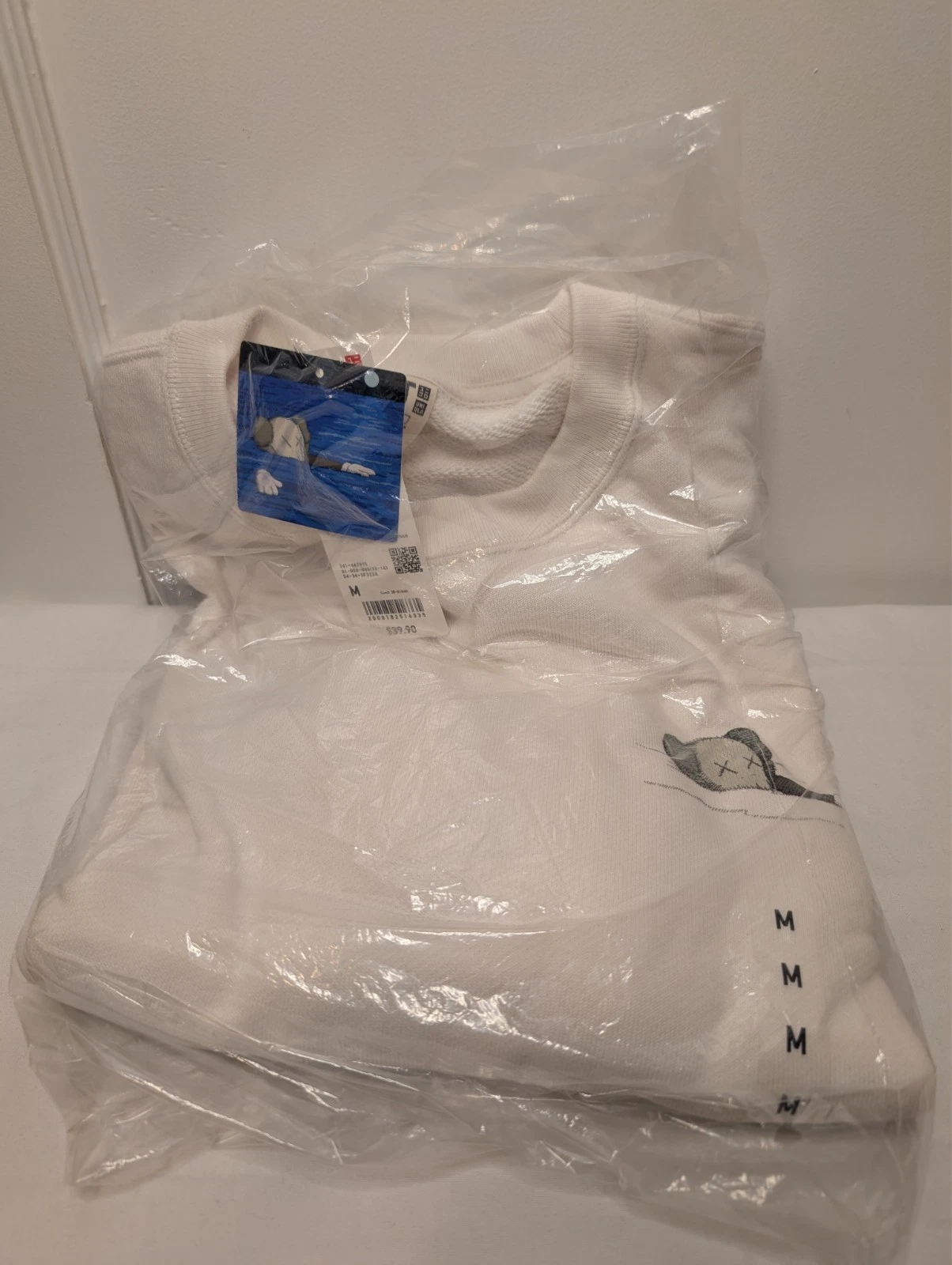 OFF WHITE NUOVA felpa girocollo manica lunga Uniqlo x Kaws UT bianco sporco M US Medium