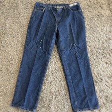 Carhartt Jeans Men  s Size 42x32 Blue Denim Relaxed Fit Work Pants Cotton 381-83