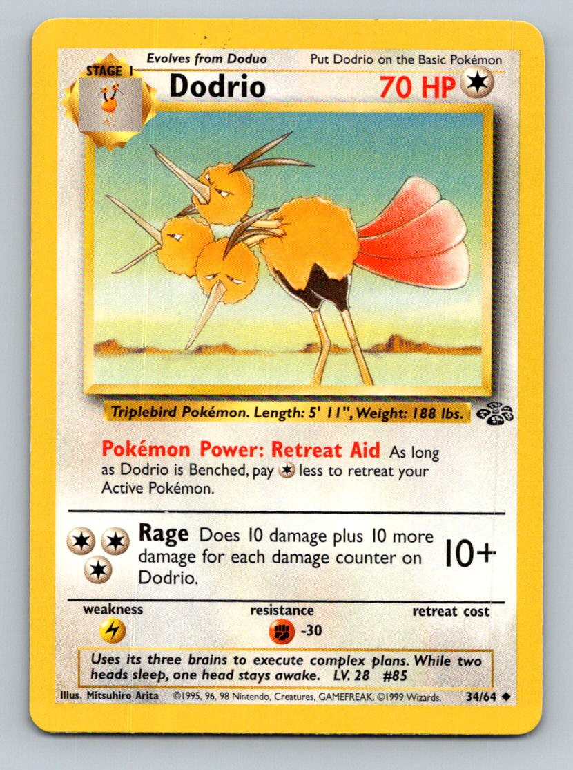 Pokemon Dodrio Jungle 34/64 Light Play LP+ or Better