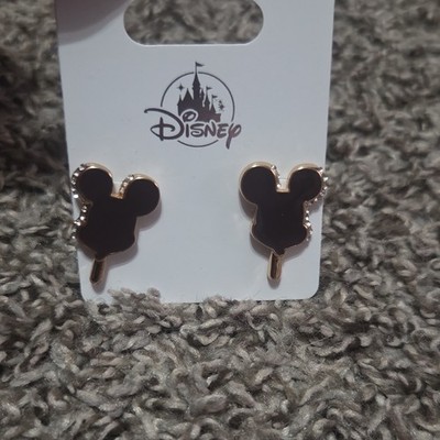 Offical Disney Theme Park Mickey Mouse Earrings Black Gold