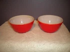 Vintage Pyrex Primary Red Mixing Bowl 402 Set of 2