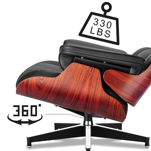 Classic Eames Lounge Chair and Ottoman Armchair Italian Real Leather Shell Chair - Bild 46 von 125