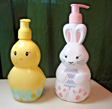 EASTER BUNNY AND CHICKEN SOAP DISPENSER 10 OUNCES EACH PLUS SOAP