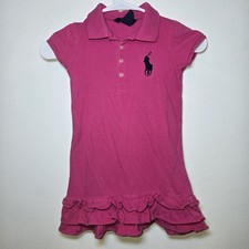 Ralph Lauren Blue Label Girls Size 6 100 Cotton Tiered Ruffled Dress Pink