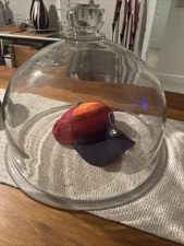 18 3/4” LARGE ( Massive ) Vintage Hand Blown Garden Cloche Glass Cheese Dome