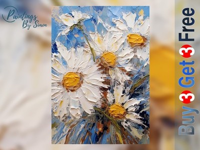 Gänseblümchen Ölgemälde 5''x7'' Druck auf mattem Papier | Blumenkunst
