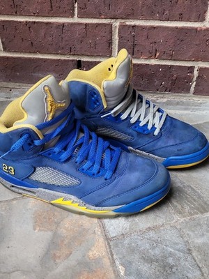 WORN AIR JORDAN 5 RETRO LANEY VARSITY ROYAL MAIZE SIZE 10 Men CD2720-400 Yellow 