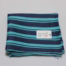 Italo Ferretti NWT 100 Linen Pocket Square In Light  Dark Blue Stripes