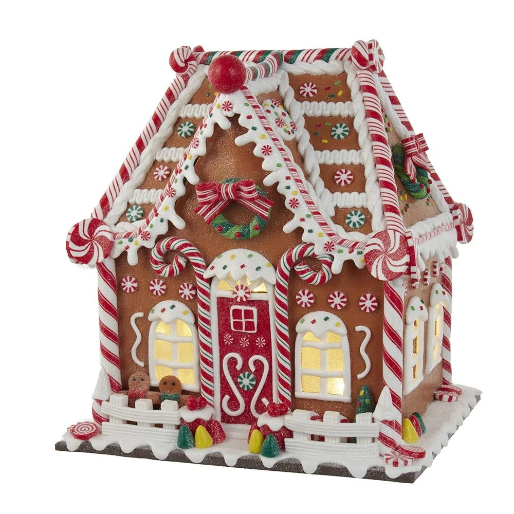 13-Inch Battery-Operated Gingerbread House with LED Light and Timer