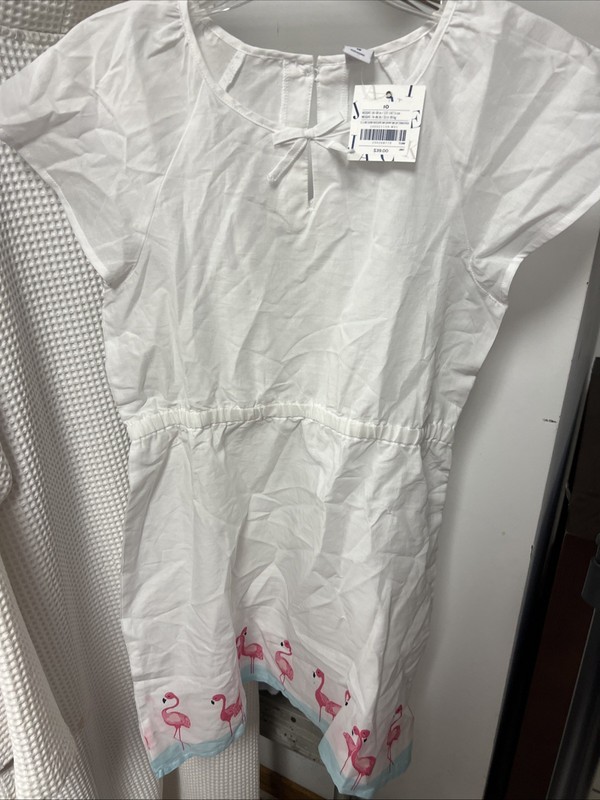 NWT Girls Janie & Jack Pink Flamingo Swim Cover Up Sz 10 Elastic Waist