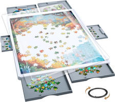 1500 Pieces Rotating Puzzle Board with 6 Storage Drawers  Protective Cover   Ji