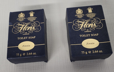 Floris London Zinnia Toilet Soap 75g Lot of 2 Vintage Bath Bars w/ Boxes UK Made
