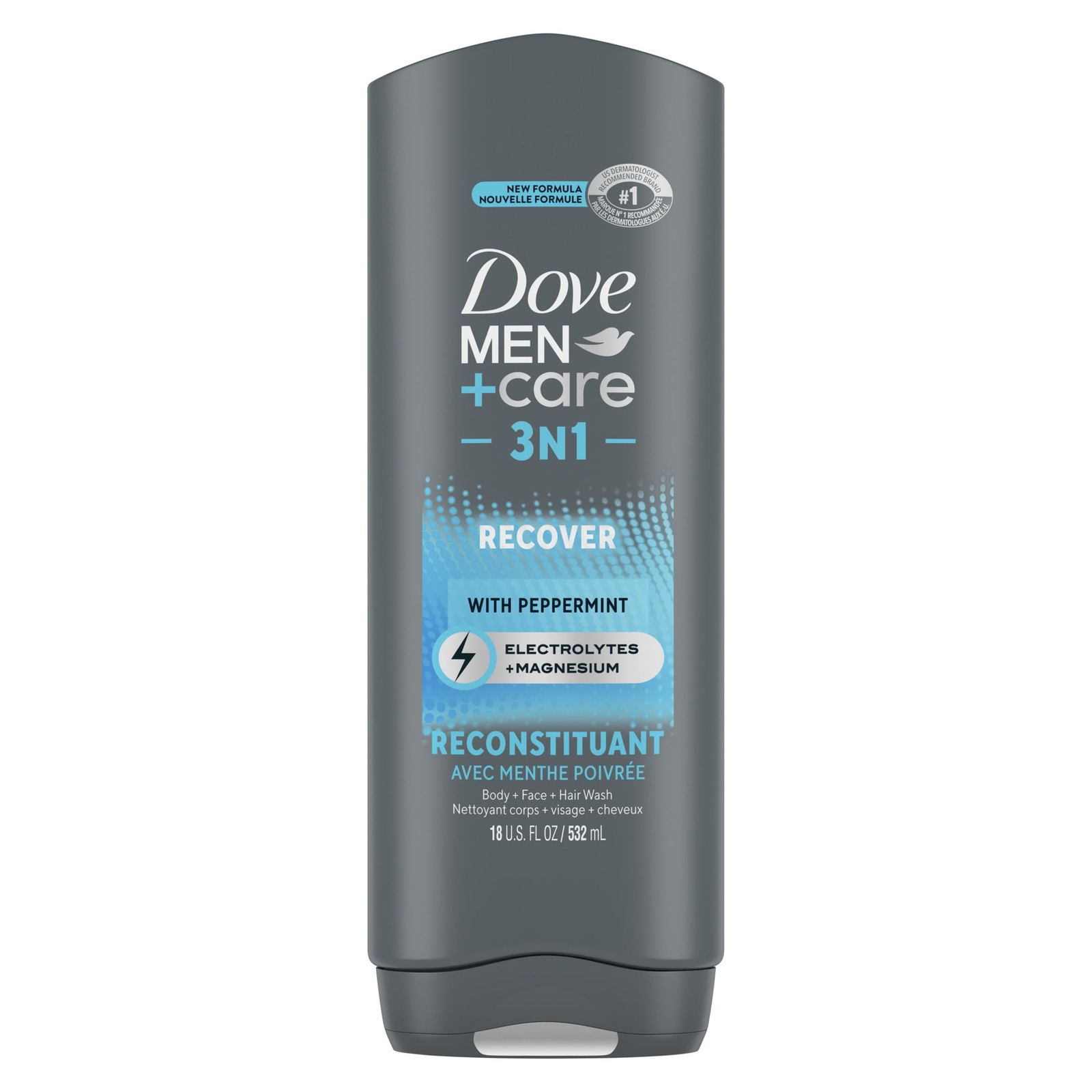 Dove Men Care Post-Workout 3-in-1 Body Face & Hair Wash with Peppermint 18 oz