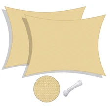 10x13 Ft 97% UV Block Rectangle Sun Shade Sail HDPE Canopy Patio Garden 2 Pack
