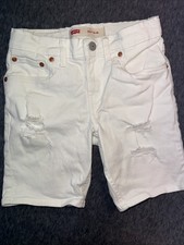 Levis 511 Slim Fit White Distressed Jean Shorts Boys Size 8 Regular W24