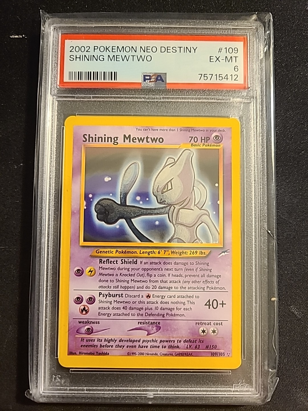 Pokémon TCG Shining Mewtwo Neo Destiny Holo Card 109/105 Secret Rare PSA 6