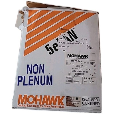New Mohawk  M57554B  1000' Cat 5e LAN / Non Plenum White Riser Cable 5NEP4P24