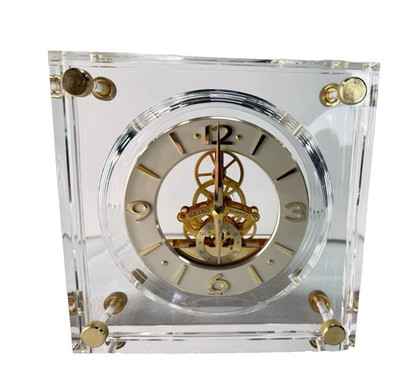 Vintage Seiko Lucite Quartz Skeleton Clock Desk Mantel QAW105G