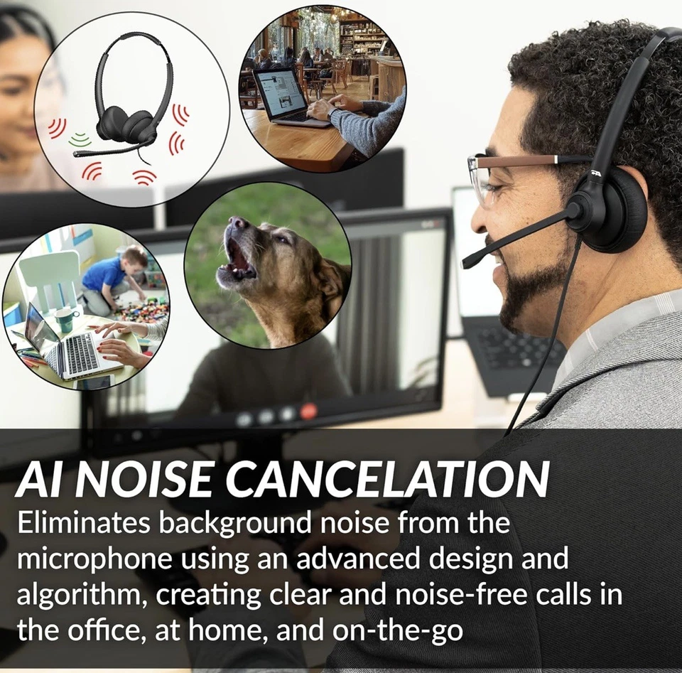 Cyber Acoustics Professional USB Headset with AI Noise Cancelation (AC-404) - Image 2 of 4