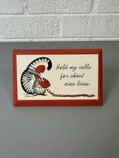 Vintage 1982 B Kliban Cat Illustrated Red Desk Hallmark Plaque Hold My Calls