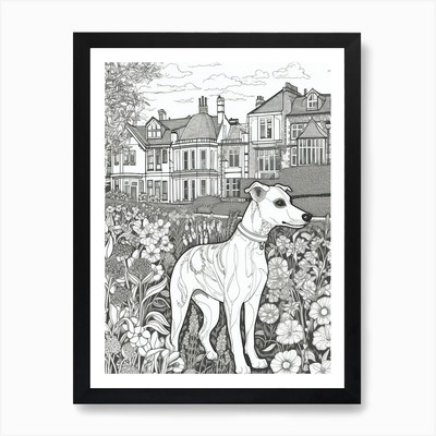 Drawing Of A Dog In Kew Gardens, Un Framed Wall Art Poster Canvas Print Picture