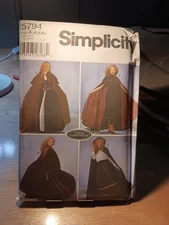 SEWING PATTERN Costume Cloak Cape Hood Medieval Renaissance Cosplay 5794 Uncut