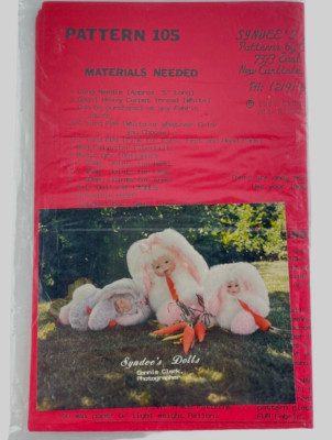 Syndee's Dolls PATTERN  105 Loppi Sleeping Bunny Rabbit 16 inch Cindy Wiggens