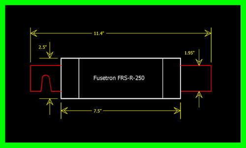 Fuse, Fusetron, FRS-R-250, 250 a/amp, 600 v/vac, límite de corriente (cantidad 1) - Imagen 3 de 5