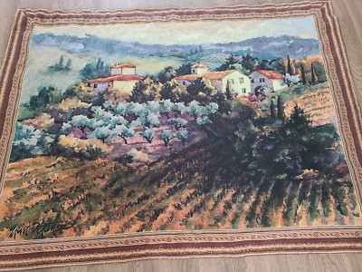 Tenture Murale Toscane Vignoble Italien - Dimensions 54x39 Pouces, Coton, Style Campagne, Neuve
