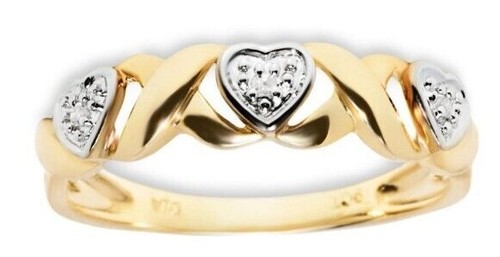 9k triple heart diamond gold ring - Picture 2 of 6