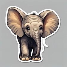 Baby Elephant 2 Sticker 3”x2.6”