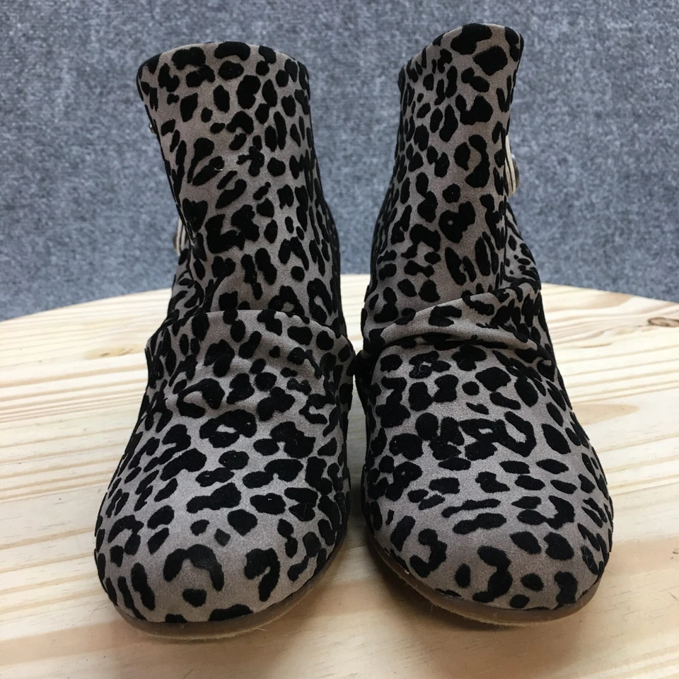 Blowfish Malibu Boots Womens 6 Berkeley Ankle Booties Gray Wedge Zip Leopard - Image 4 of 4
