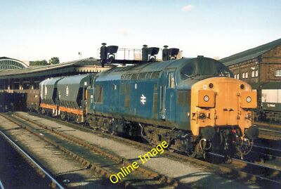 Eisenbahn Foto 6x4 Class 37 37001 BR Blue Speedlink Freight at York um 1980