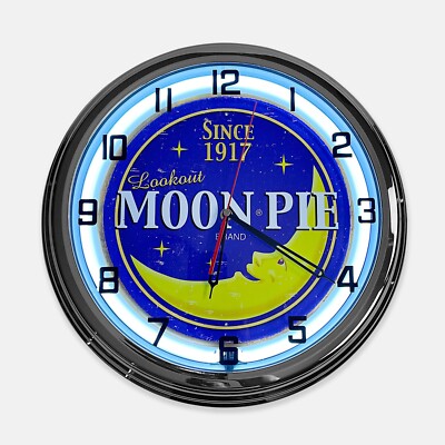 18'' MoonPie Metal Sign Designed White Neon Clock - SIGNBOX