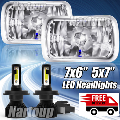 7x6'' 5x7 Squared LED Headlight With DRL Hi/Lo For Chevrolet S10 Blazer 1983-1994