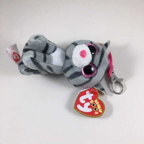 TY Beanie Boos - KIKI el gato gris (clip de llave de metal - 3 pulgadas) (etiquetas del Reino Unido) MWMTs - Imagen 4 de 8