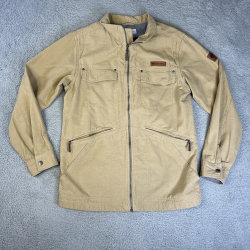 Chaqueta Columbia Para Hombres Medio Bronceado Tejón Ridge Campo Militar Y2K Cremallera Completa Lona