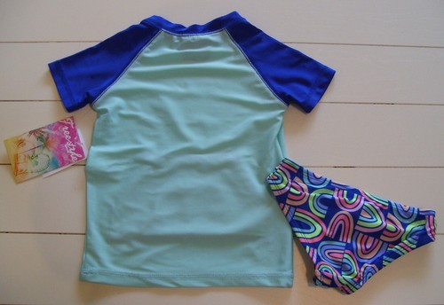 Freestyle Revolution 2 Pc Rainbow Rashguard Shirt & Bikini Bottom Swimsuit Sz 4 - Picture 4 of 4