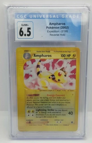 Ampharos Reverse Holo 2/165 Expedition Base Set CGC 6.5 Ex/NM Pokemon Card