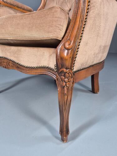 Vintage Danish Lounge Chair Beige Velour Beech Antique French Style EB8926 VCLO - Picture 18 of 18