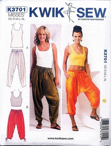Kwik Sew 3701 Misses Harem Drop Crotch 