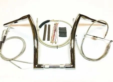 16 X 1.5  Ape Hanger Chrome Handlebar Kit  2007 Harley Road King with Cruise