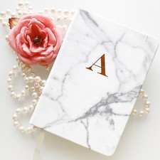 1x NOTEBOOK SMALL LUXE MARBLE INITIALS A Lined Pages