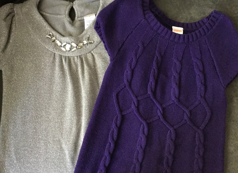 Gymboree Girls short sleeve Sweater Dress LOT Purple Grey Sequin 8 M Medium 