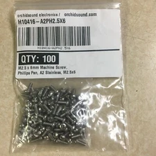 PKG of 100 - M2.5 x 6mm Machine Screws - Phillips Pan  A2 18-8 Stainless Steel