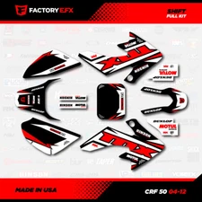 Black White & Red Shift Racing Graphics kit Fits 04-12 Honda Crf50 CRF 50 Decal 